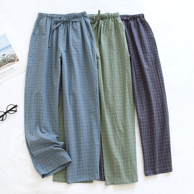 Men's Pure Cotton Plaid Trousers