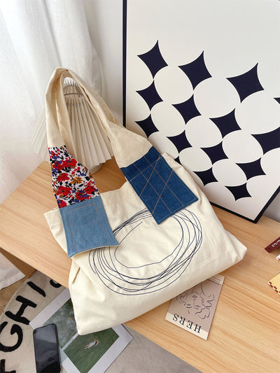 Retro Patchwork Tote Bag