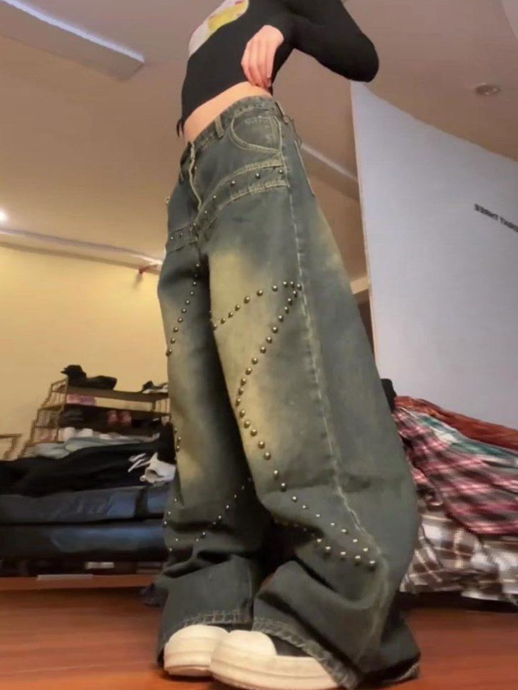 Low-Waist Oversized Retro Washed Star Jeans