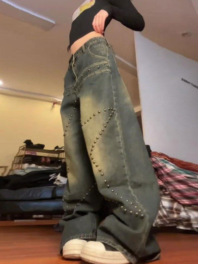Low-Waist Oversized Retro Washed Star Jeans