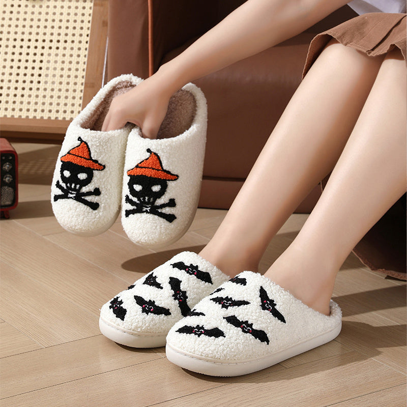 Cute Halloween Skull, Rose, Bat Nonslip Slippers