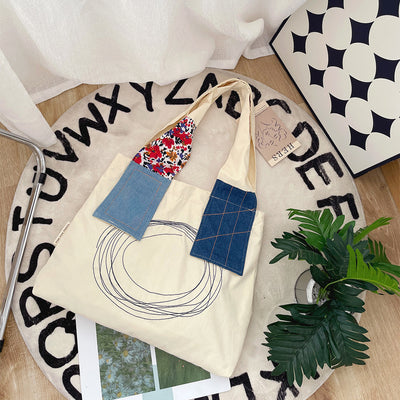 Retro Patchwork Tote Bag