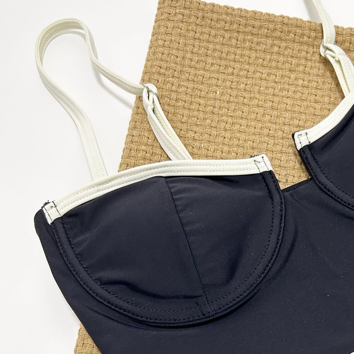 Vintage Noir Contrast-Trim One-Piece Swimsuit