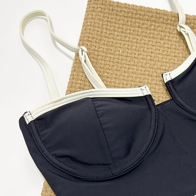 Vintage Noir Contrast-Trim One-Piece Swimsuit