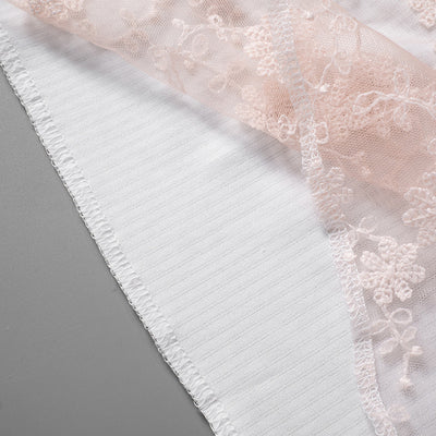 Floral-Stitched Square Neck Crop Top