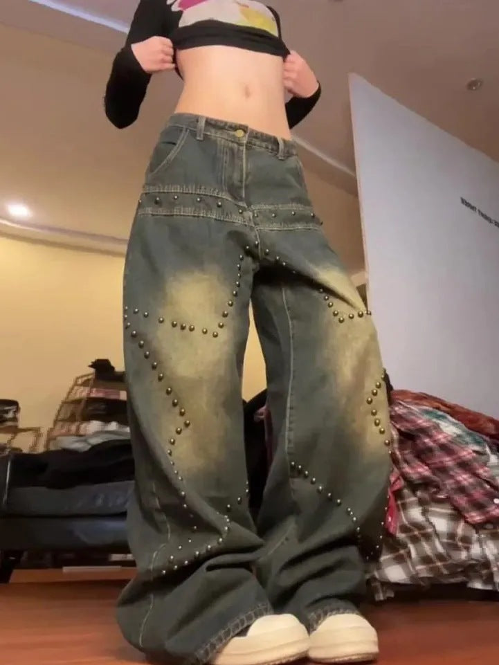 Low-Waist Oversized Retro Washed Star Jeans