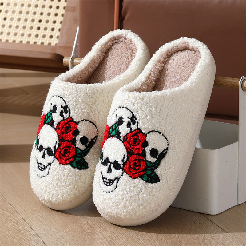 Cute Halloween Skull, Rose, Bat Nonslip Slippers