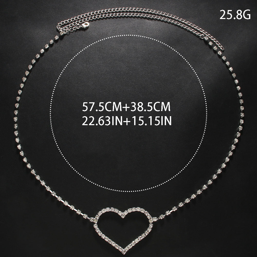 Heart-shaped Rhinestone Waist Chain