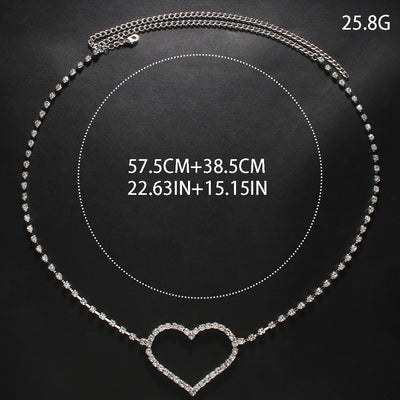 Heart-shaped Rhinestone Waist Chain