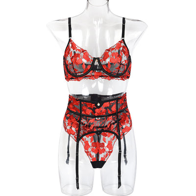 Ladies Lace Red Lingerie Set