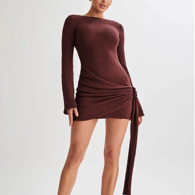 Fashionable Fuzzy Fitted Mini Dress