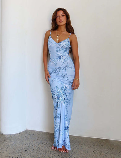 Y2K Slimming Flowers Long Slip Dress