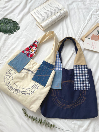 Retro Patchwork Tote Bag