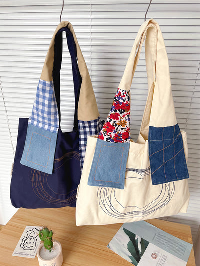 Retro Patchwork Tote Bag