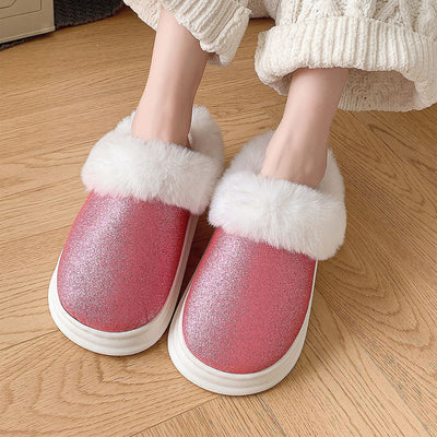 Frosted Plush Fuzzy House Slippers