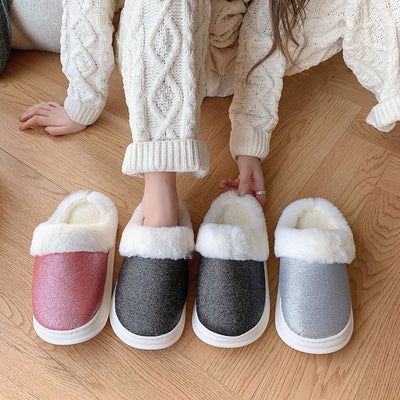 Frosted Plush Fuzzy House Slippers