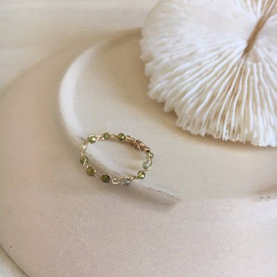 14K Gold-Coated Delicate & Natural Olivine Ring
