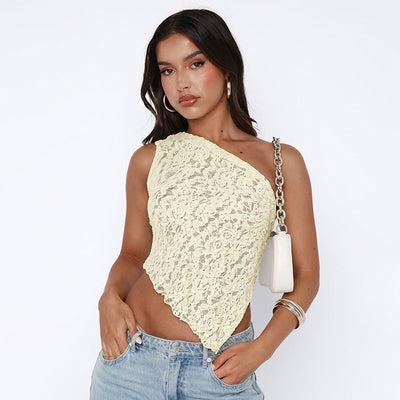 Asymmetrical Lace Crop Top