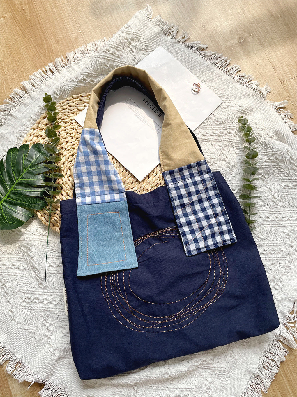Retro Patchwork Tote Bag