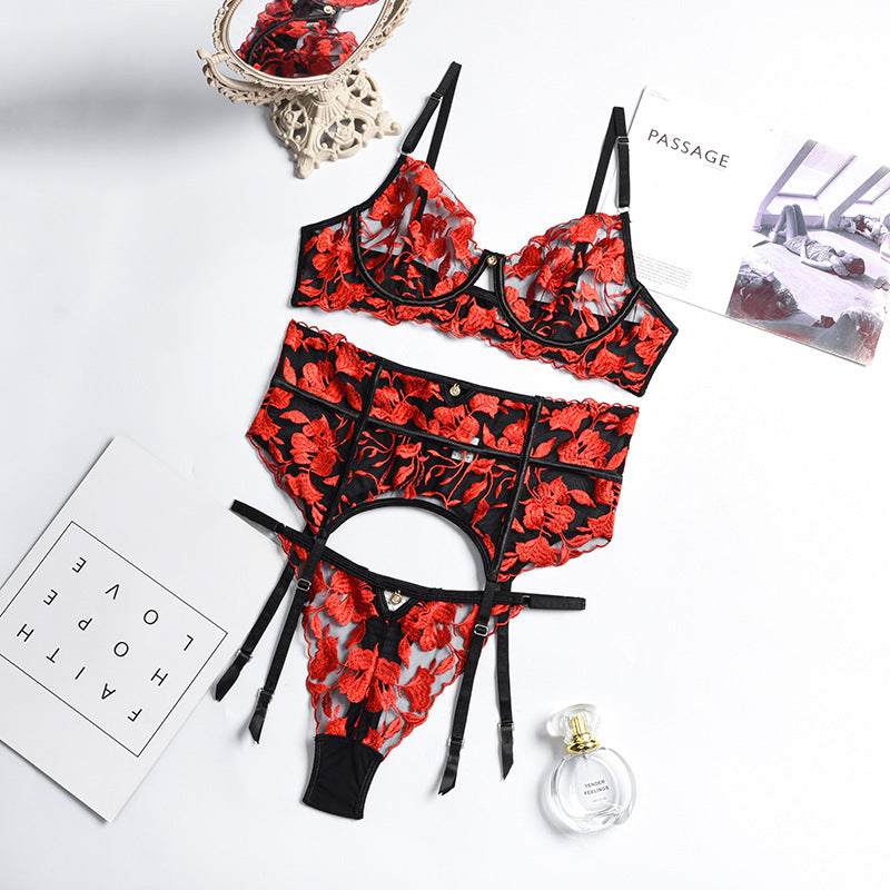 Ladies Lace Red Lingerie Set