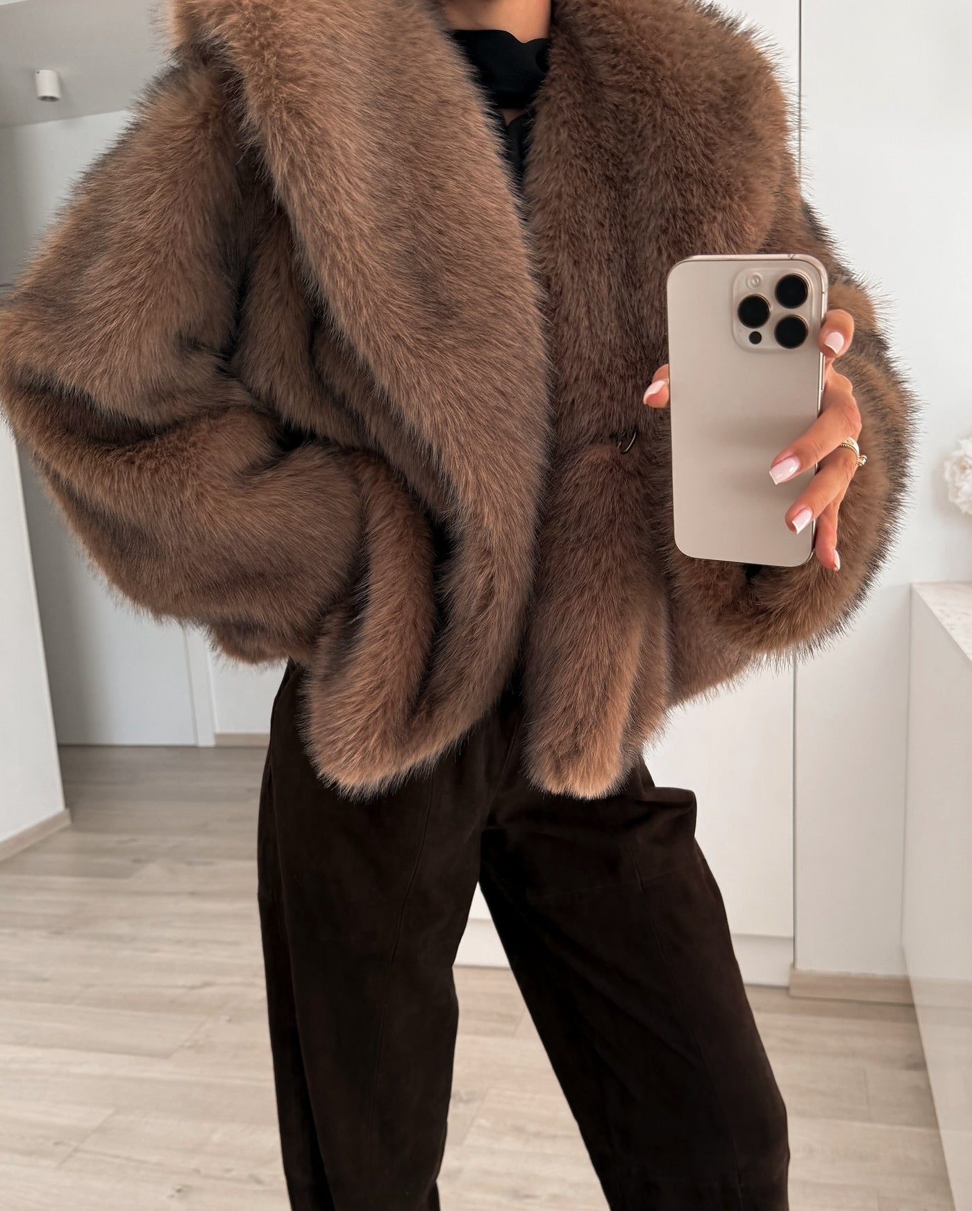Fluffy Faux Fur Coat, Plush Oversized Jacket