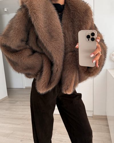 Fluffy Faux Fur Coat, Plush Oversized Jacket
