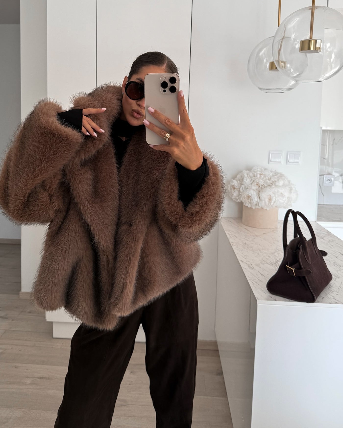 Fluffy Faux Fur Coat, Plush Oversized Jacket