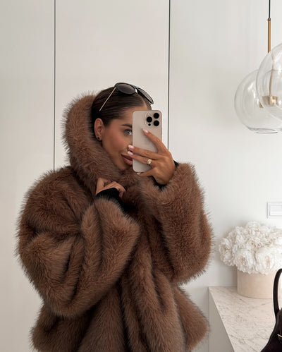 Fluffy Faux Fur Coat, Plush Oversized Jacket
